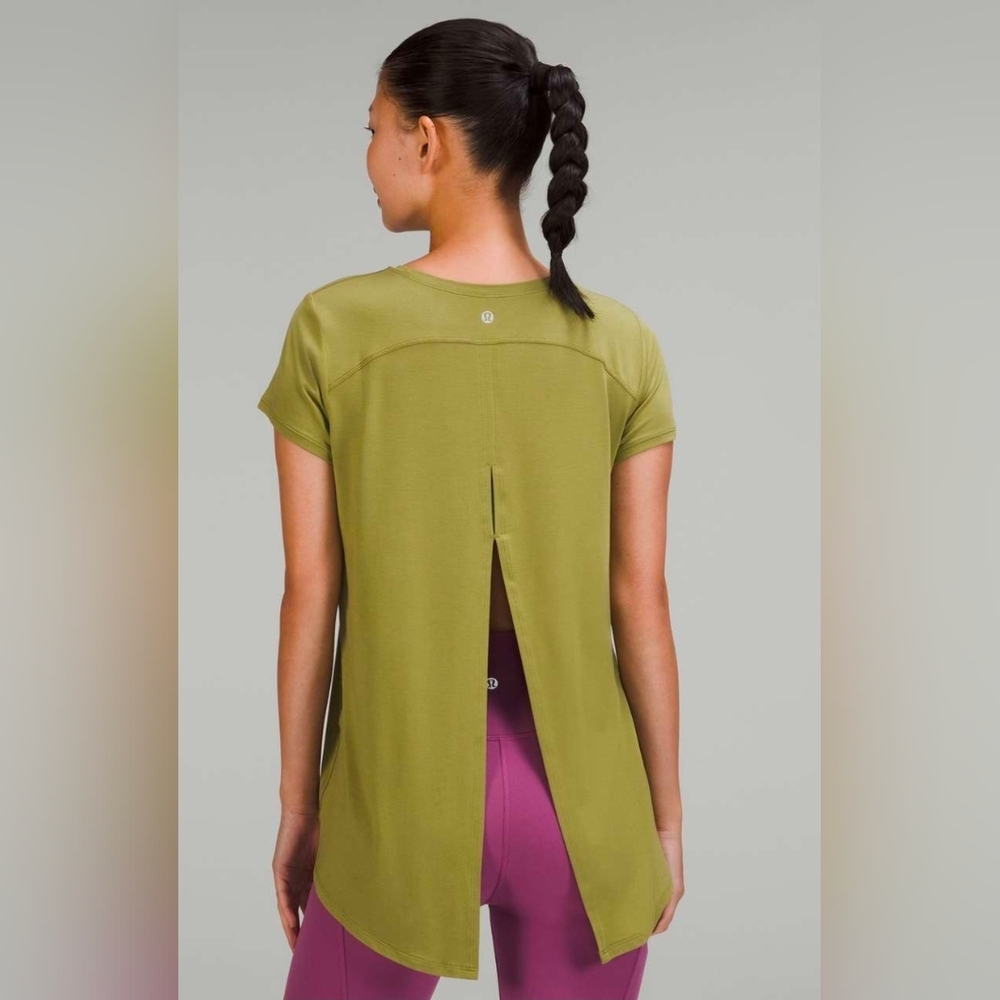 Lululemon Modal Open Up Tie Back Green No Tags Fits Like A 10